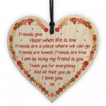 Thank You Best Friend Gift Wood Heart Friendship Sign