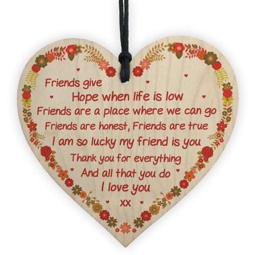 Thank You Best Friend Gift Wood Heart Friendship Sign
