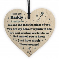 Gift For Daddy Wood Heart Daddy Birthday Xmas Gift For Him
