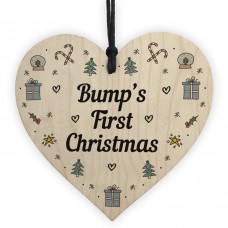 Handmade Bumps First Christmas Wood Heart Babys 1st Christmas