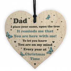 Dad Christmas Memorial Decoration Wood Hanging Heart
