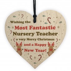Handmade Wood Xmas Gift Heart Nursery Teacher Gift From Child