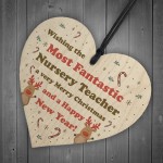 Handmade Wood Xmas Gift Heart Nursery Teacher Gift From Child