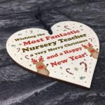 Handmade Wood Xmas Gift Heart Nursery Teacher Gift From Child