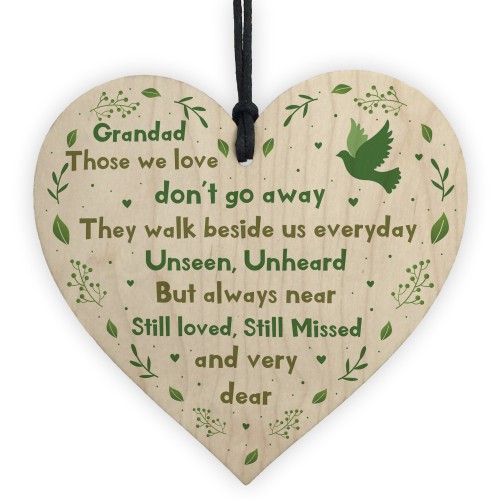 Grandad Christmas Memorial Decoration Wood Heart Memorial Sign