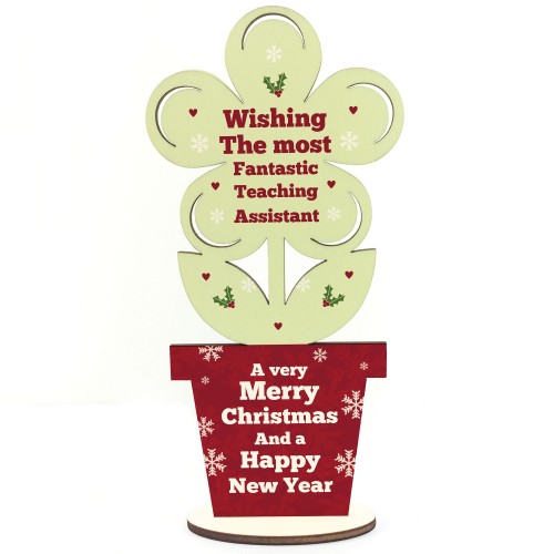 Christmas Gift For Teaching Assistant Wood Flower Thank You Gift