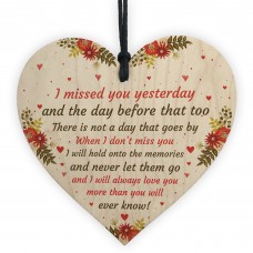 Miss You Memorial Plaque Wood Hanging Heart Mum Dad Nan Grandad