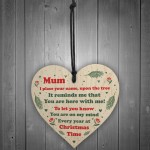 Mum Christmas Memorial Decoration Wooden Heart Memorial Plaque