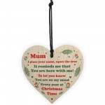 Mum Christmas Memorial Decoration Wooden Heart Memorial Plaque