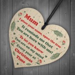 Mum Christmas Memorial Decoration Wooden Heart Memorial Plaque