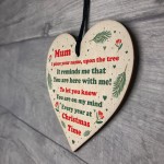 Mum Christmas Memorial Decoration Wooden Heart Memorial Plaque