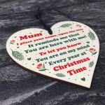 Mum Christmas Memorial Decoration Wooden Heart Memorial Plaque