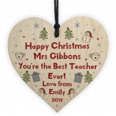 Handmade Christmas Heart Personalised Best Teacher Thankyou Gift