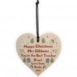 Handmade Christmas Heart Personalised Best Teacher Thankyou Gift