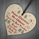 Handmade Christmas Heart Personalised Best Teacher Thankyou Gift