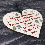 Handmade Christmas Heart Personalised Best Teacher Thankyou Gift