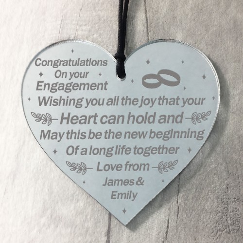 Personalised Engraved Engagement Gift Heart Congratulations Gift