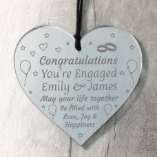 Personalised Congratulations Engagement Engraved Mirror Heart