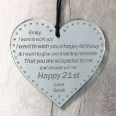 Personalised Engraved Birthday Present 18th 21st ANY AGE Heart