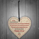 21st Birthday Gift For Daughter Son Personalised Wood Heart