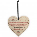 21st Birthday Gift For Daughter Son Personalised Wood Heart