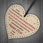 21st Birthday Gift For Daughter Son Personalised Wood Heart