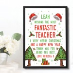Teacher Christmas Gifts Personalised Thank You Framed Print