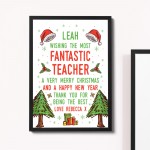 Teacher Christmas Gifts Personalised Thank You Framed Print