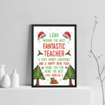 Teacher Christmas Gifts Personalised Thank You Framed Print