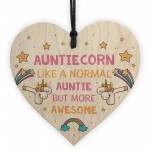 Auntiecorn Auntie Birthday Xmas Wood Heart Novelty Auntie Gift