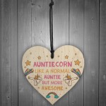 Auntiecorn Auntie Birthday Xmas Wood Heart Novelty Auntie Gift