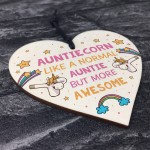 Auntiecorn Auntie Birthday Xmas Wood Heart Novelty Auntie Gift