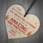 Funny Christmas Gift For Brother Funny Christmas Card Wood Heart