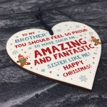 Funny Christmas Gift For Brother Funny Christmas Card Wood Heart