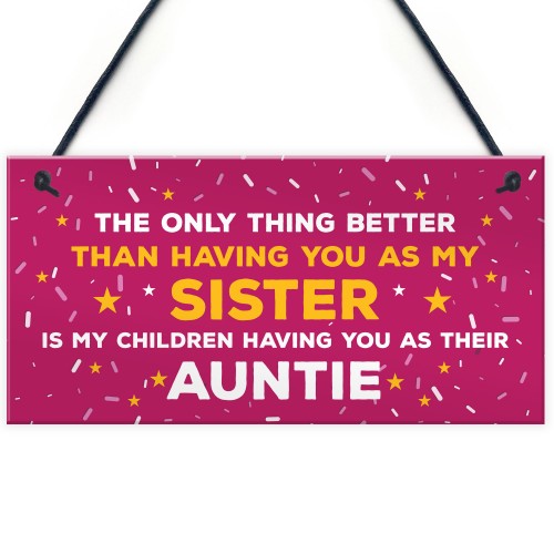 Auntie Christmas Hanging Sign Thank You Sister Gift For Birthday
