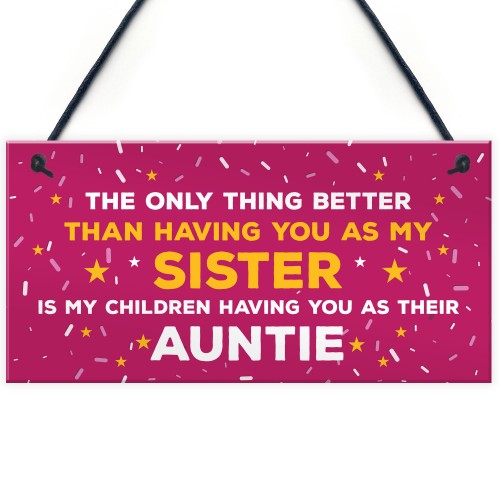 Auntie Christmas Hanging Sign Thank You Sister Gift For Birthday