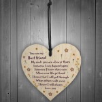 Friendship Keepsake Gifts Wooden Heart Sign Poem Best Friend