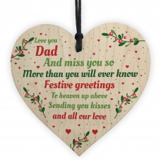 Handmade Dad Memorial Christmas Tree Decoration Wooden Heart