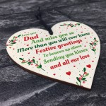 Handmade Dad Memorial Christmas Tree Decoration Wooden Heart