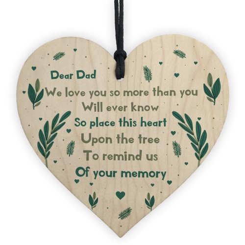 Dad Memorial Gift To Hang On The Christmas Tree Wood Heart Dad 