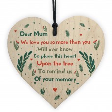 Mum Memorial Gift To Hang On The Christmas Tree Wood Heart Mum 