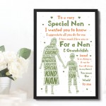 Nan Gift Nan Poem Framed Print Nan Birthday Christmas Gift 