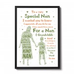 Nan Gift Nan Poem Framed Print Nan Birthday Christmas Gift 