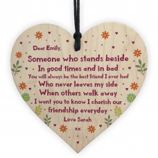 Friendship Personalised Gift Best Friend Christmas Wood Heart