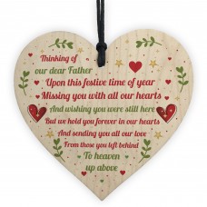 Dad Memorial Christmas Decoration Wood Heart Memory Plaque