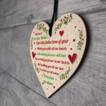 Mum Memorial Christmas Decoration Wood Heart Memory Plaque