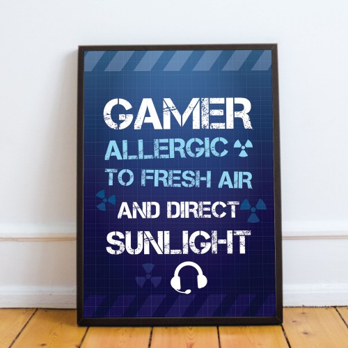 Funny Gamer Gift For Boys Bedroom Gaming Print Hanging Wall Sign
