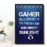Funny Gamer Gift For Boys Bedroom Gaming Print Hanging Wall Sign
