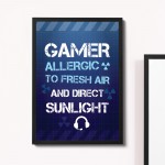 Funny Gamer Gift For Boys Bedroom Gaming Print Hanging Wall Sign