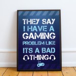 Gaming Print Hanging Wall Sign Framed Print Boys Bedroom Decor